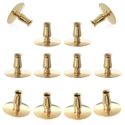 12x Kerzenhalter Messing Gold für dünne Kerzen bis Ø0,9 cm