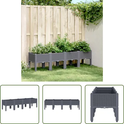 Produktbild von The Living Store Pflanzkasten mit Beinen Grau 160x40x42 cm PP