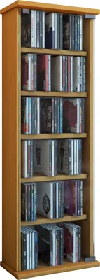 Zdjęcie produktu dla Drewno z półki CD | Oszczędność miejsca szafka CD ze szklanymi drzwiami ESG do 150 płyt CD lub 65 DVD lub 36 filmów | Wymiary: H. 92 x W. 31 x D. 18 cm | Elegancka półka DVD stojąca | Blu ray Regal | Vetro