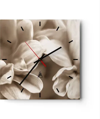 Produktbild von Wanduhr - Quadrat - Glasuhr - Blumen Boho ohne - 30x30cm - Schleichendes Uhrwerk - Lautlos - zum Aufhängen bereit - Dekoration Modern - Wanddekoration aus Glas - C3AC30x30-4767