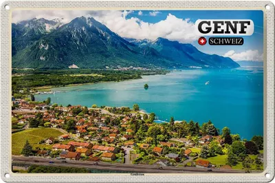 Produktbild von Blechschild Reise Genf Schweiz Genfersee Natur 30x20cm