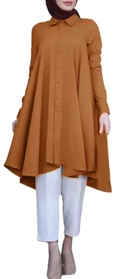Imagen del producto de Vestido musulmán moderno con mangas acampanadas y cuello redondo
