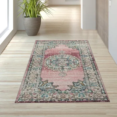 Image de Tapis Orient Outdoor Vintage en rose Taille - 80 x 150 cm