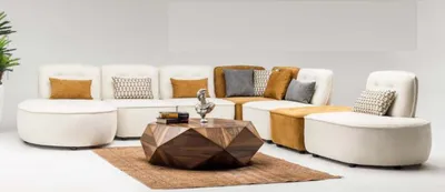 Produktbild von Sektionssofa Sofa Modulares Ecksofa L form Counch Beige Stoff Polster