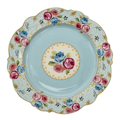 Produktbild von Clayre & Eef Frühstücksteller Ø 20 cm Blau Keramik Blumen