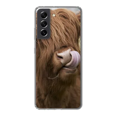 Produktbild von MuchoWow® Handyhülle Schutzhülle Hülle für Samsung Galaxy S21 FE Schottischer Highlander - Braun - Kuh Silikon Softcase Handy Hülle - Mobiltelefonhülle