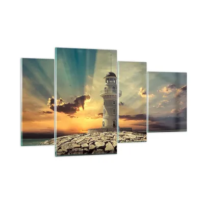 Produktbild von Bilder auf glas - Leuchtturm Wasser Meer Steine - 120x70cm - Glasbilder - Wandbilder - Kunstdruck - zum Aufhängen bereit - Wanddekoration aus Glas - Glas Bilder - Wandbild auf Glas - GDL120x70-2895