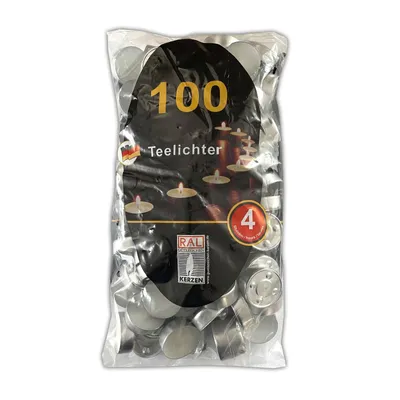 Produktbild von 100 Stück Teelichter 4 Stunden Brenndauer Kerze Windlicht weiß Teelicht Paraffin ohne Duft