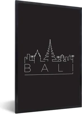 Produktbild von MuchoWow® MuchoWow® Gerahmtes Poster Skyline "Bali" schwarz 40x60 cm - Poster mit zchwarzem Bilderrahmen - Papierdruck - Wandbilder
