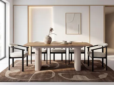 Produktbild von Ausziehbarer Rechteckiger Esstisch – XXL Modernes Design Metallgestell in Kaschmir – für 8-12 Personen, 180 x 90 / 280 cm – Eiche Hell Braun