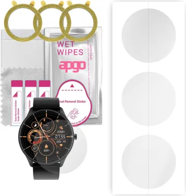Produktbild von apgo 3 Stück Schutzfolie, klar, kompatibel mit Watchmark Fashionwatch WQ21 Smartwatch, Hydrogel Displayschutzfolie mit Positionierhilfe, Displayfolie, robust und kratzfest