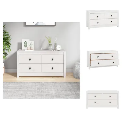 Produktbild von vidaXL Beistellschrank Weiß 100x40x54 cm Massivholz Kiefer - Sideboards