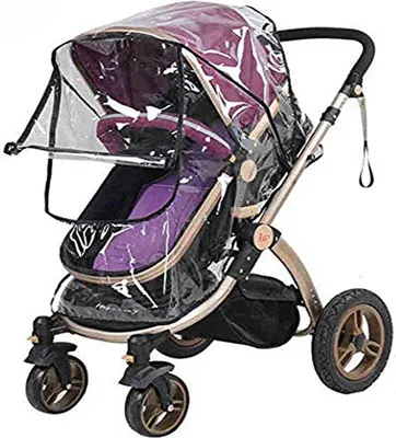 Produktbild von Lauwexe Regenschutz Für Kinderwagen 2 Stück, Wasserdichter Windschutz Mit Zugangsfenster, Universal Für Die Meisten Buggys