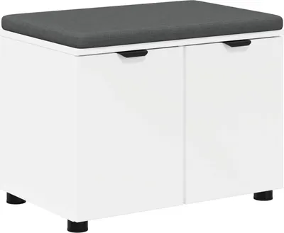 Productafbeelding van vidaXL Opbergbank met kussen en plank, wit, 60 x 38 x 46 cm