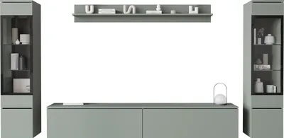 Produktbild von MIRJAN24 Wohnwand Vera II, Stilvoll Wohnzimmer-Set, TV-Schrank, Modern Mediawand (Nebelgrün, ohne Beleuchtung)
