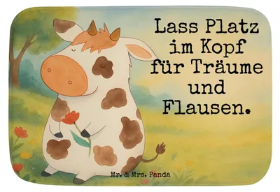 Produktbild von Mr. & Mrs. Panda badezimmermatte Kuh Design - Weiß - Geschenk, Badezimmer Matte, Motivtion, Bauernhof, Badvorleger, Kühe, Badezimmerteppich, Badteppich, Badematte, Spruch