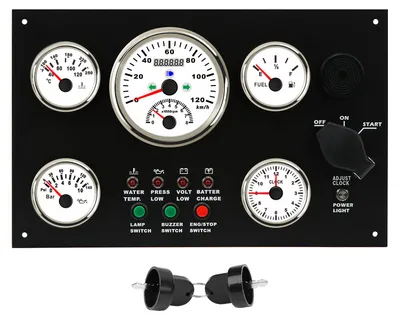 Obrázek produktu pro Sada přístrojů 5 Gauge: otáčkoměr, palivoměr, teploměr vody, tlakoměr oleje – multifunkční přístroj pro karavany a jachty, 24 V