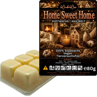 Produktbild von WonderWax Duftwachs Wax Melts für Duftlampe, 6 Würfel Duftmelt Wachsmelt Sojawachs Duftwachs Würfel für Raumdüfte, Wachs Duftöl Winter Indoor Schmelzen für Aromalampe Home Sweet Home