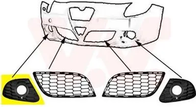 Produktbild von VAN WEZEL Lüftungsgitter Grill Stoßfänger für ALFA ROMEO GIULIETTA (940) mit Loch/Löchern für Nebellampen