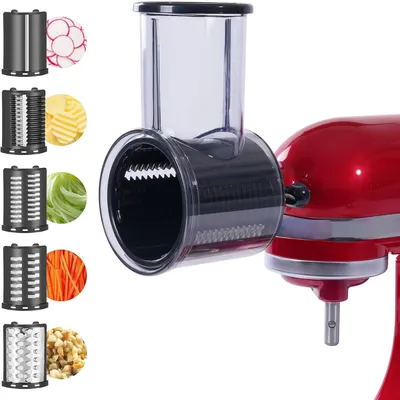 Obrázek produktu pro Univerzální nástavec 5 v 1 pro mixér – kráječ zeleniny, strouháč sýra – s 5 noži – černý