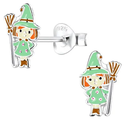 Produktbild von Halloween Schmuck: Kinder Ohrringe Silber 925 Hexe (Witch)