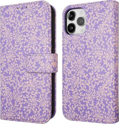 Produktbild von imoshion Design Klapphülle iPhone 12 (Pro) - Purple White Flowers