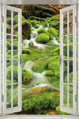 Produktbild von Wallario Poster mit Fenster-Illusion: Moosiger Bach, Größe: 100 x 150 cm