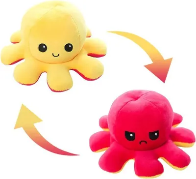 Produktbild von XXL Größe 20*40 cm Flip Octopus Rosa-Gelb Doppelseitige Plüschtier Kuscheltier Tintenfisch