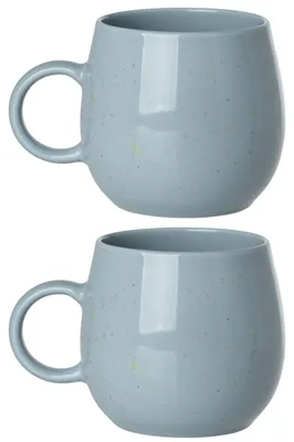 Produktbild von ESTIA Fassbecher Porzellanbecher Kaffeebecher 2er Set 480 ml Becher blau Teebecher