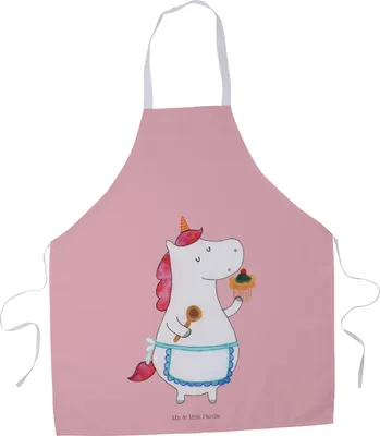 Produktbild von Mr. & Mrs. Panda Kochschürze Einhorn Küche - Rot Pastell - Geschenk, Arbeitsschürze, Kuchen, Koch, Unicorn, Kochbekleidung, Torte, Küchenschürze, Küchenzubehör, Schürze