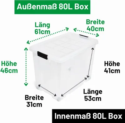 Produktbild von Novaliv XXL Aufbewahrungsbox mit Deckel Groß 80L transparente Nestbar stapelbare Plastikbox mit Clipverschluss Eurobox mit Deckel BPA-frei 61x40x45 cm