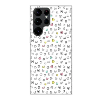 Produktbild von MuchoWow® Handyhülle Schutzhülle Hülle für Samsung Galaxy S22 Ultra Mädchen - Katze - Haustiere - Muster - Mädchen - Kinder - Kinder Silikon Softcase Handy Hülle - Abbildung