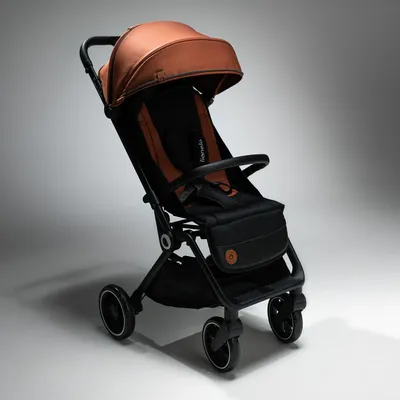 Produktbild von LIONELO Cloe Zusammenklappbarer Kinderwagen bis zu 22 kg, Verstellbare Rückenlehne Schlaffunktion, 5-Punkt-Gurt Große Schwenkräder Moskitonetz Braun