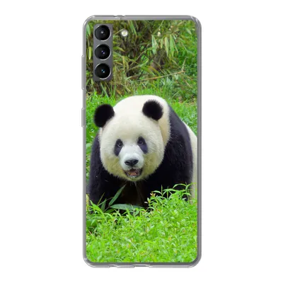 Produktbild von MuchoWow® Handyhülle Schutzhülle Hülle für Samsung Galaxy S21 Plus Panda - Gras - Tier Silikon Softcase Handy Hülle - Handy-Tasche