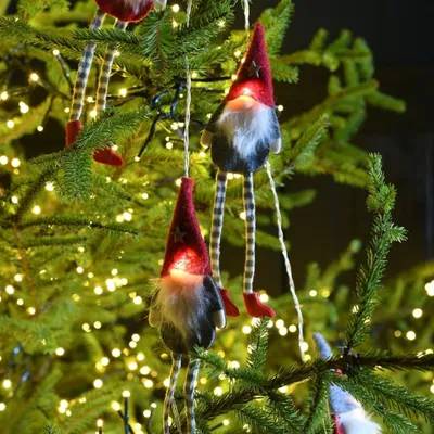 Lichterkette Weihnachtsmann 2 m, 8 warmweiße LEDs, batteriebetrieben