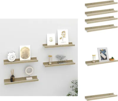 Zdjęcie produktu dla vidaXL Półki ścienne 4 szt. Biały i dąb sonoma 40x9x3 cm - Półki ścienne