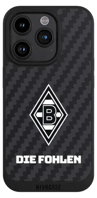 Produktbild von NIVOCASE Handyhülle für Apple iPhone 15 Pro  Hülle NIVOpure Case Schwarz Borussia Mönchengladbach Carbon Gladbach