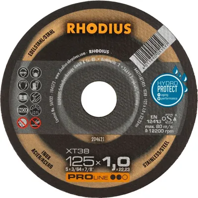 Produktbild von Rhodius XT38 210747 Cutting disc (straight) 125 mm 10 pc(s) Stainless steel, Steel