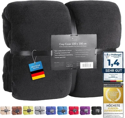 Produktbild von Feluna® XXL kuscheldecke - 220 x 200 cm | kuscheldecke flauschig mit weicher Kaschmirgriff - Tagesdecke aus Korallenfleece Ideal für Sofa oder Bett
