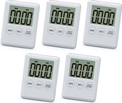 Immagine prodotto di Set di 5 timer digitali, sveglie, bianchi