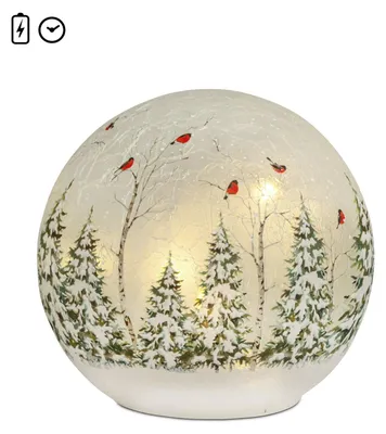 Produktbild von LED Deko Kugellampe Winterlandschaft ⌀ 15cm aus Glas mit Timer Formano