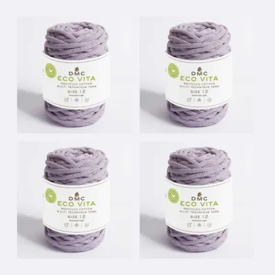 Immagine prodotto di 4x DMC Eco Vita-12 – filo di cotone riciclato (4 mm) composto da 80% cotone e 20% poliestere (colore 62)
