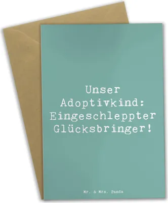 Produktbild von Mr. & Mrs. Panda Grußkarte Spruch Adoptivkind Glücksbringer - Meeresbrise - Geschenk, weihnachtskarten, Liebe, Familie, einladungskarten, Adoption, Verwandte, Klappkarte