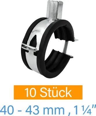 Produktbild von 10x Rohrschelle 40-43 mm 1 1/4 Zoll Rohrhalter Rohrhalterung Rohrbefestigung