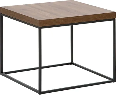 Zdjęcie produktu dla BELIANI Stolik ciemnobrązowy czarna metalowa rama kwadratowy 60 x 60 cm do salonu sypialni styl industrialny