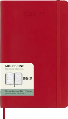 Produktbild von Moleskine 18 Monate Wochen Notizkalender 2026/2027, Large/A5, 1 Wo = 1 Seite, rechts linierte Seite, Weicher Einband, Scharlachrot