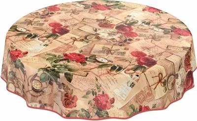 Produktbild von Tischdecke Wachstuch Blumen Braun Robust Wasserabweisend Rund 100 cm