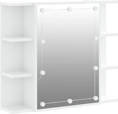Produktbild von vidaXL Spiegelschrank mit LED Hochglanz-Weiß 70x16,5x60 cm