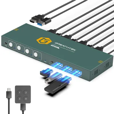 Obrázek produktu pro Přepínač HDMI KVM pro 4 počítače, 1 monitor, rozlišení 4K při 60 Hz