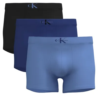 Image de Calvin Klein boxer lot de 3 graphic monogram Coton stretch trunks black / blue river fog / blue river hommes